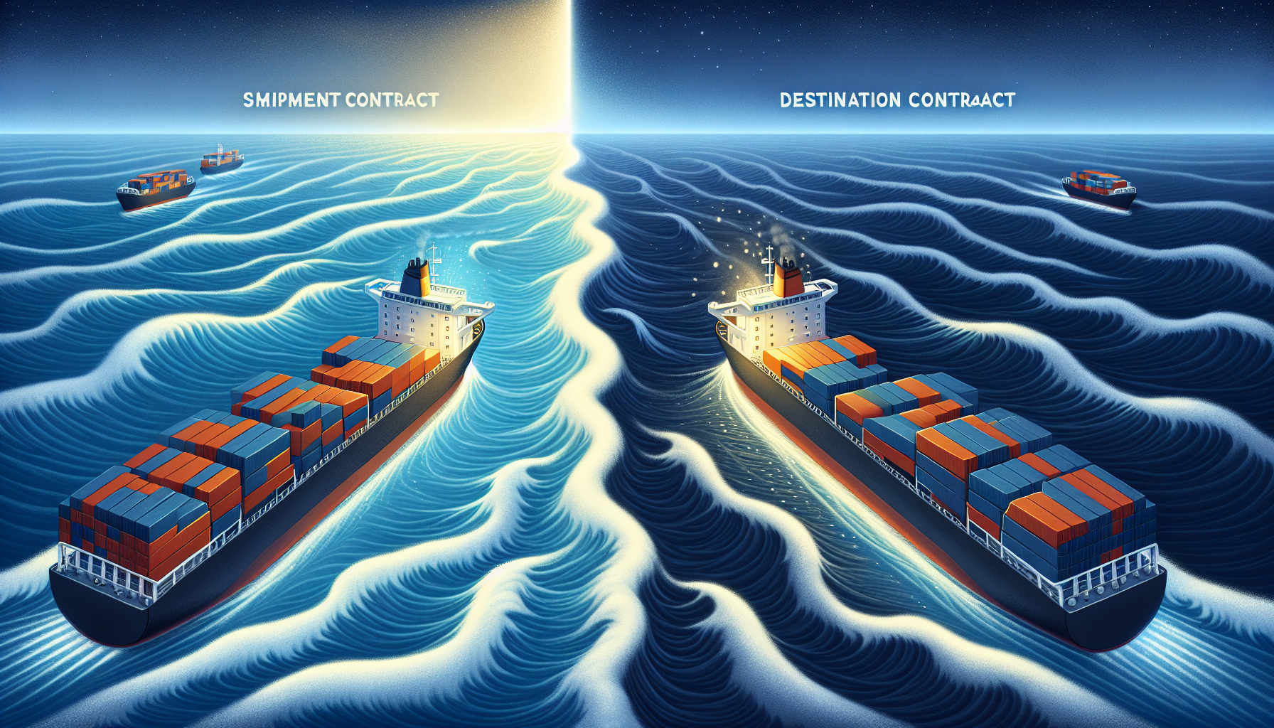 Visual representation of shipment contracts and destination contracts